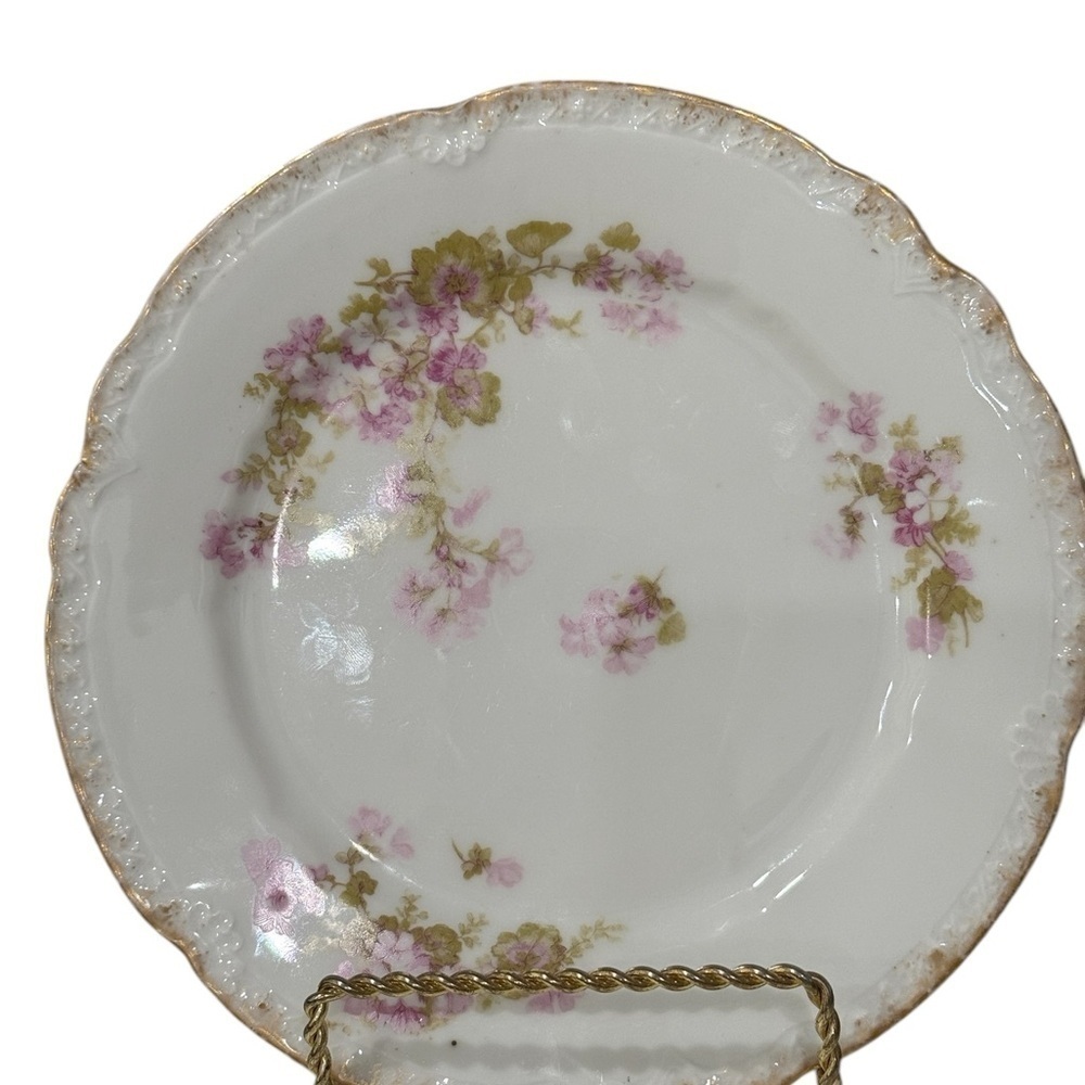 Limoges Coronet Pink Scalloped Gilded edges Salad Plates 7 1/2 inch Lot of 3